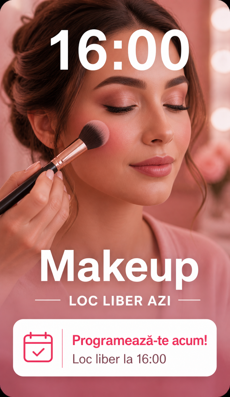 Story Glowpost pentru o programare de makeup la ora 16:00
